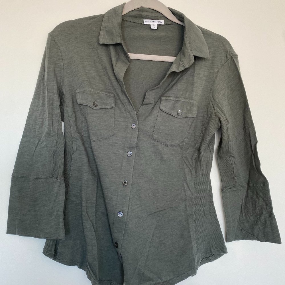James Perse Clean Finish jersey cotton shirt (hunter green)